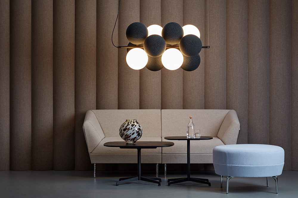 Holly Acoustic Lighting Over Sofa and Ottoman Low Scala XL