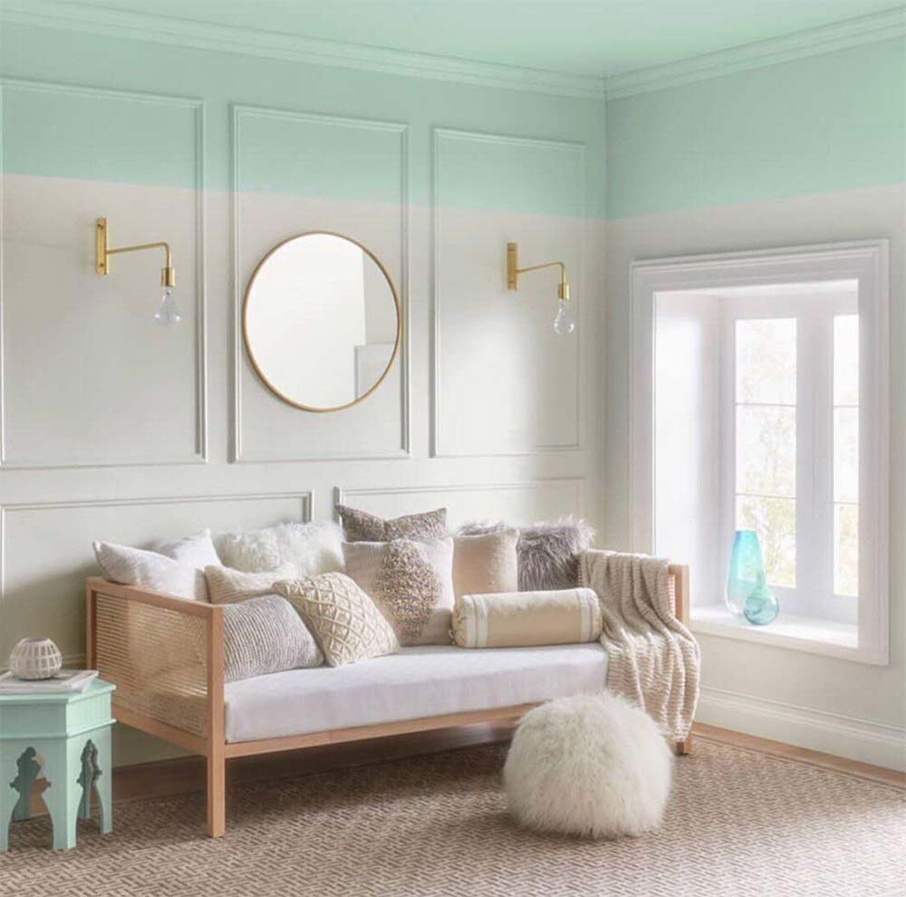 Aqua green ceiling design