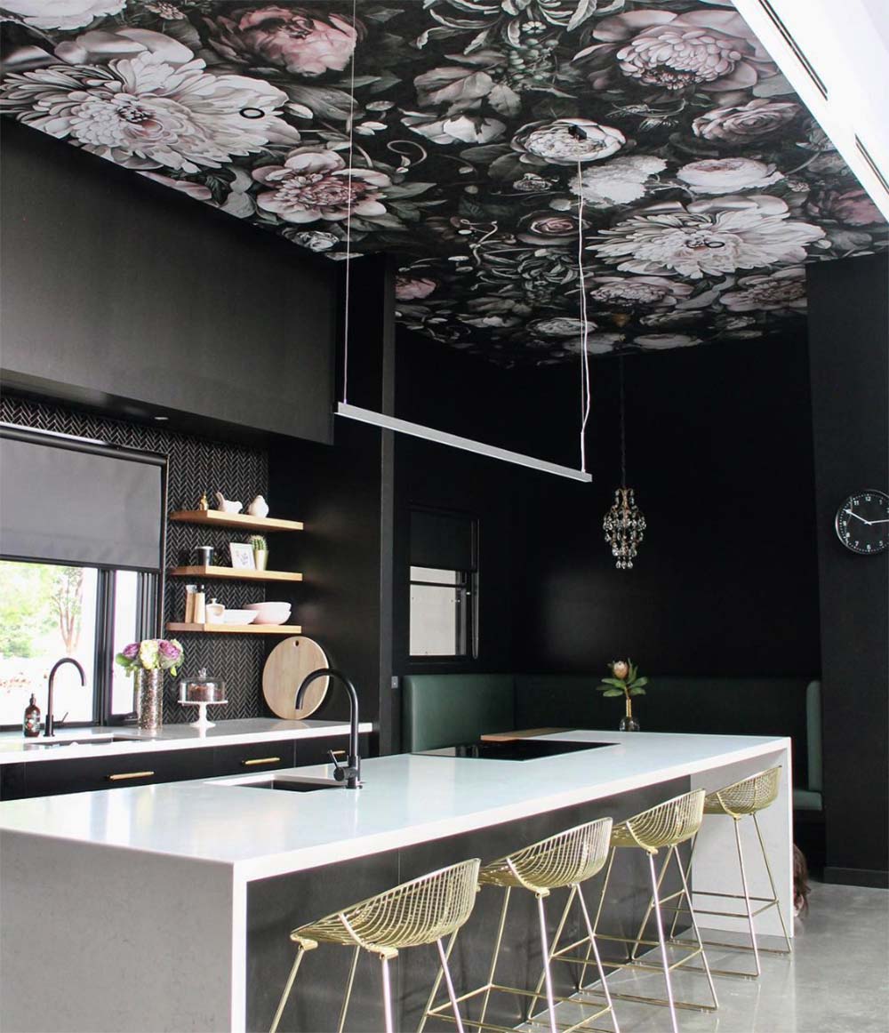 Flower Kitchen Ceiling Wallpaper