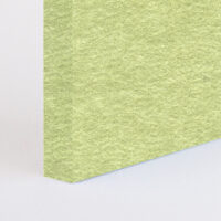 corner of a pale green acoustic panel