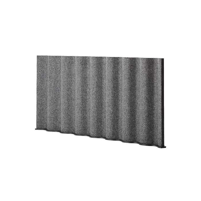 dark grey Scala Mobile Table Desk Screen with curved core and metal base