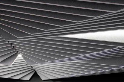 detail of light grey sound-absorbing ceiling tile