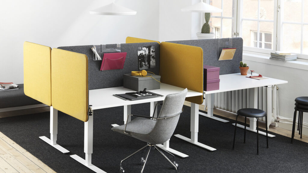 Gray & Yellow Softline Table Screen for Desks
