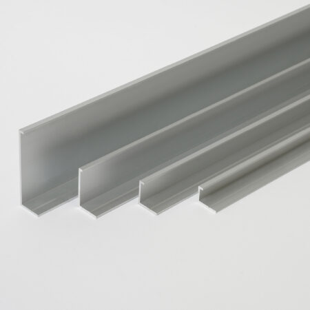 four aluminum edging profiles staggered from largest to smallest