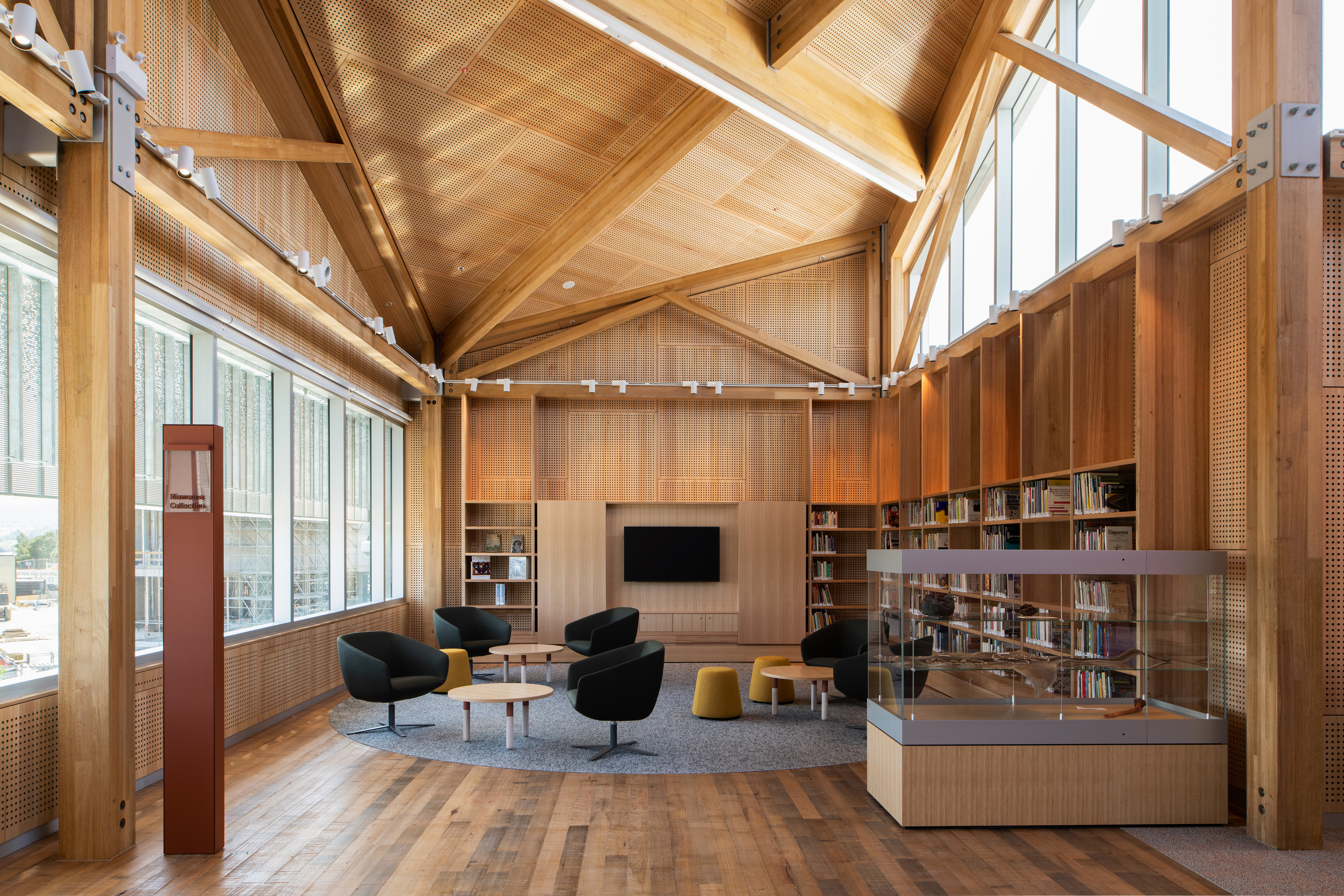 seating area in UTAS Library featuring acoustic products