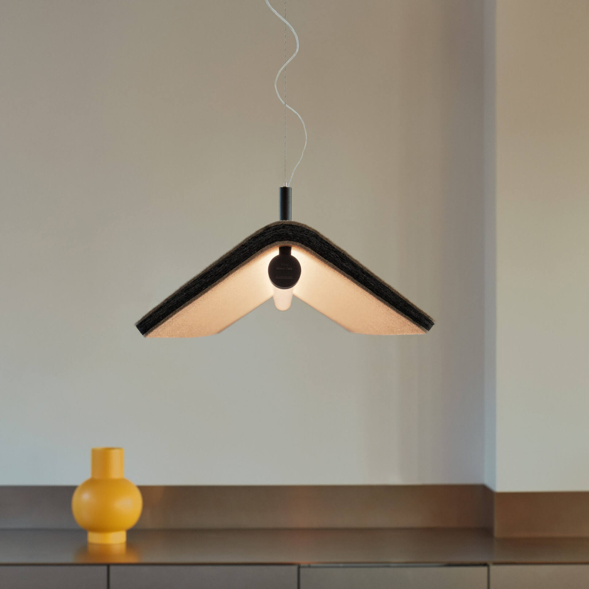 detail of an acoustic lighted ceiling fixture